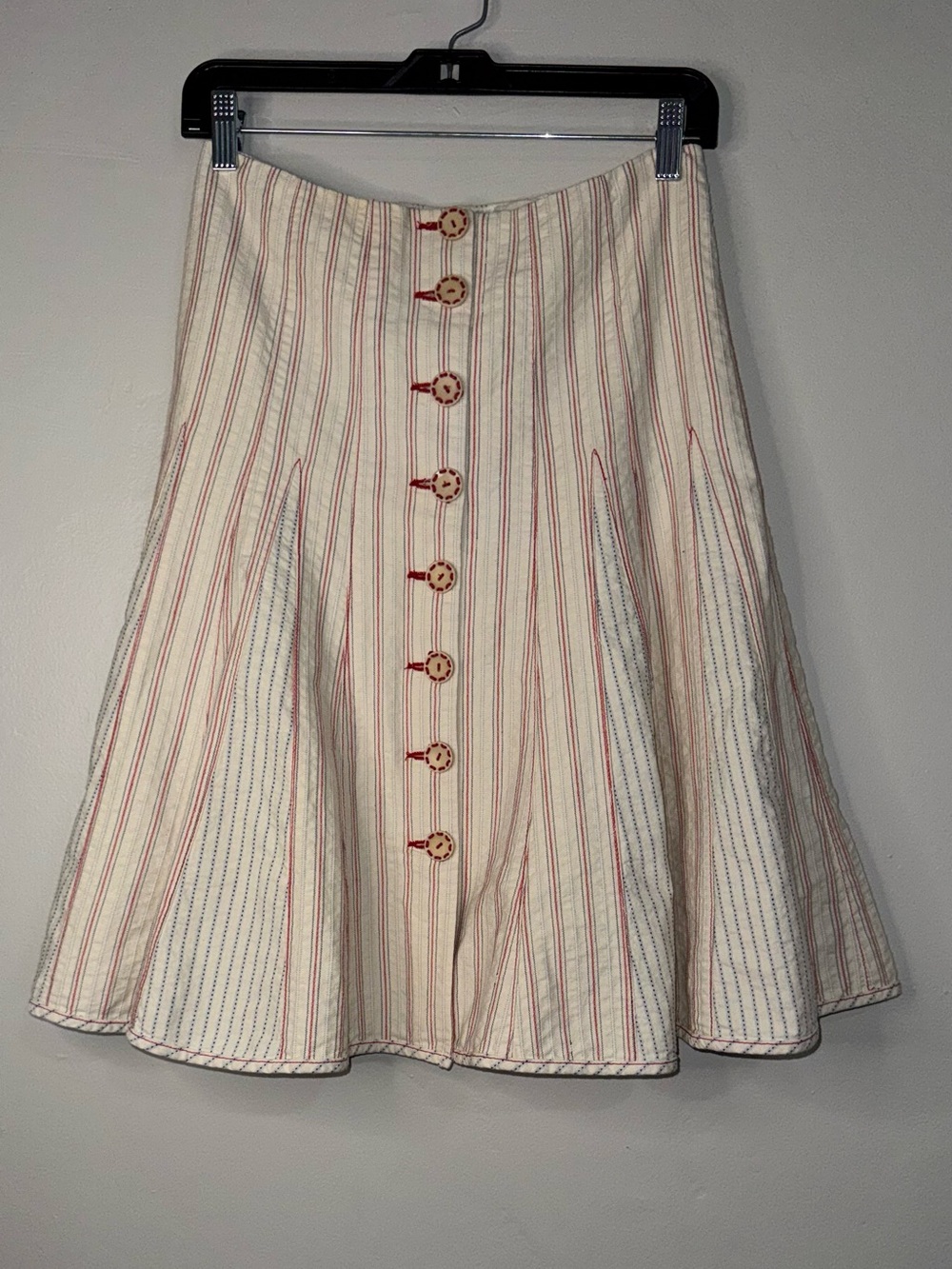 Nanette Lepore Cream Skirt with Red & Blue Stripes